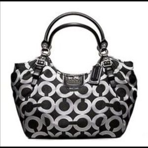 Authentic Coach  black silver monogram handbag